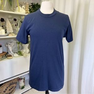Vintage 80s Single Stitch Plain Blue Bloopers Tee Shirt